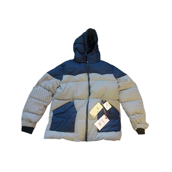 NWT Perfect Moment Womens Navy Pirtuk Striped Quilted Down Ski Jacket SZ XL New - Picture 7 of 13